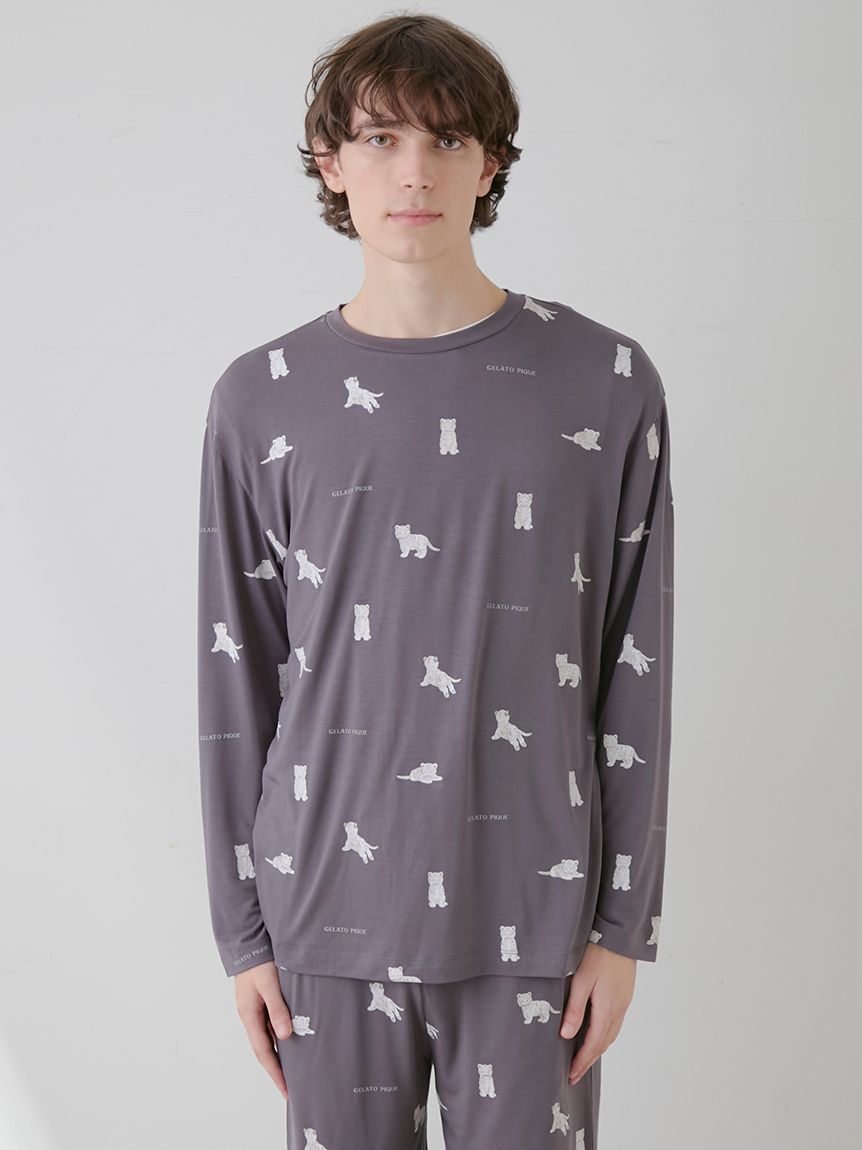 【ONLINE限定】【HOMME】ホワイトタイガー柄ロンT | PMCT251247