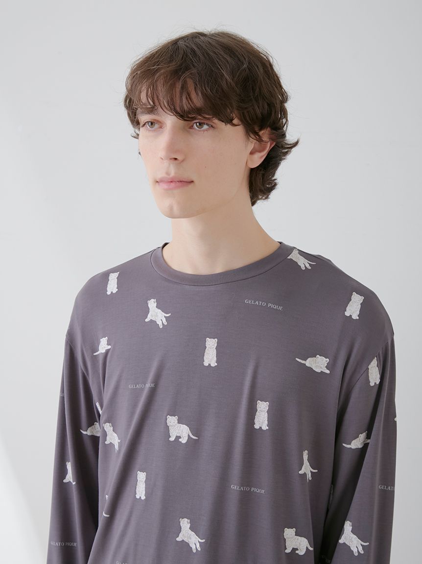 【ONLINE限定】【HOMME】ホワイトタイガー柄ロンT | PMCT251247