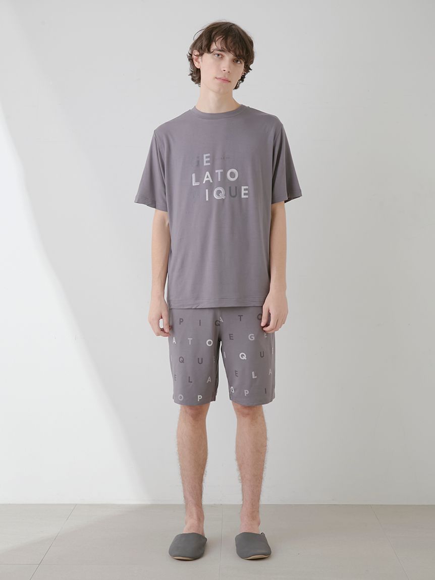 HOMME】【接触冷感】レーヨンロゴワンポイントTシャツ