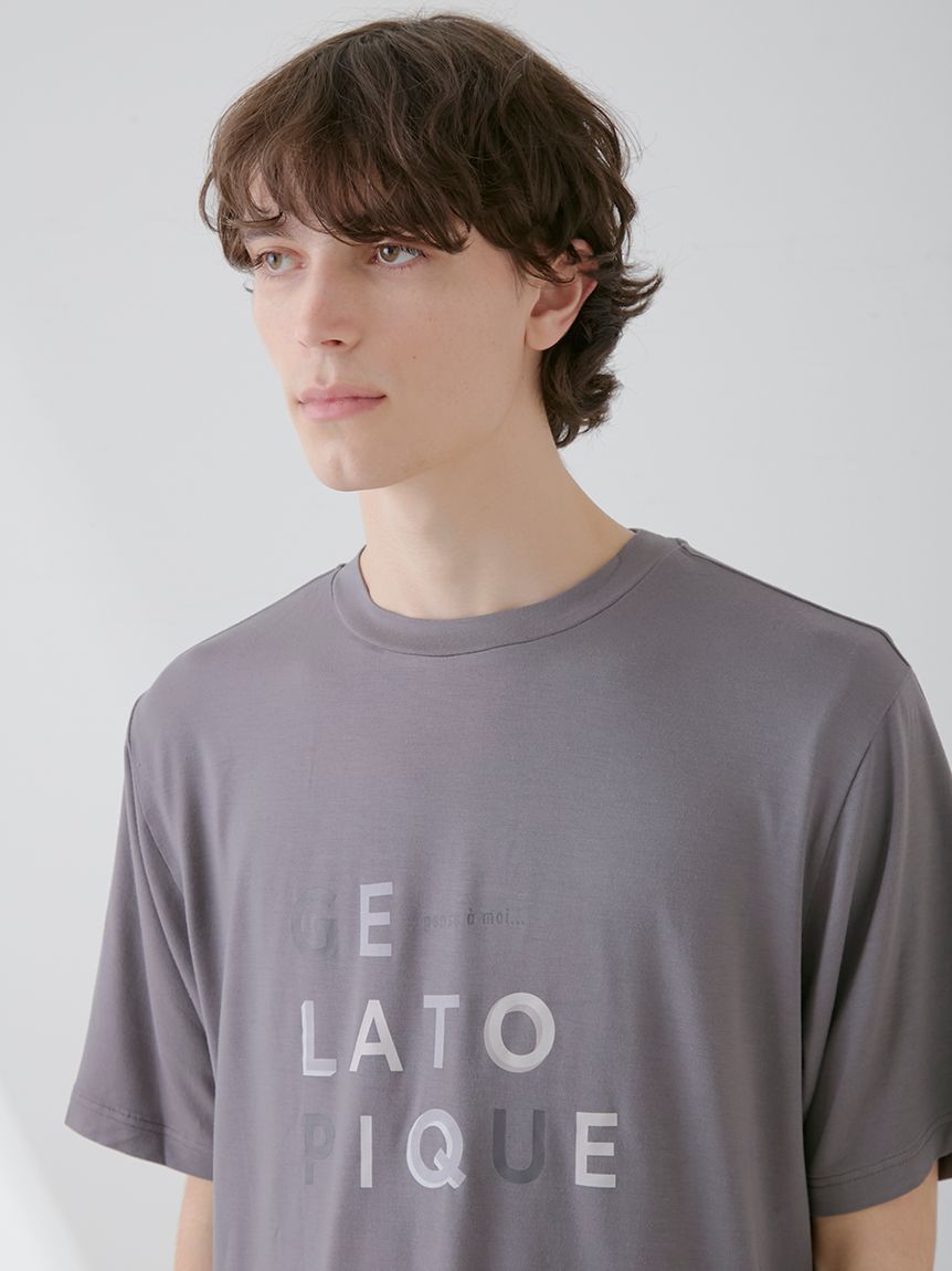 HOMME】【接触冷感】レーヨンロゴワンポイントTシャツ