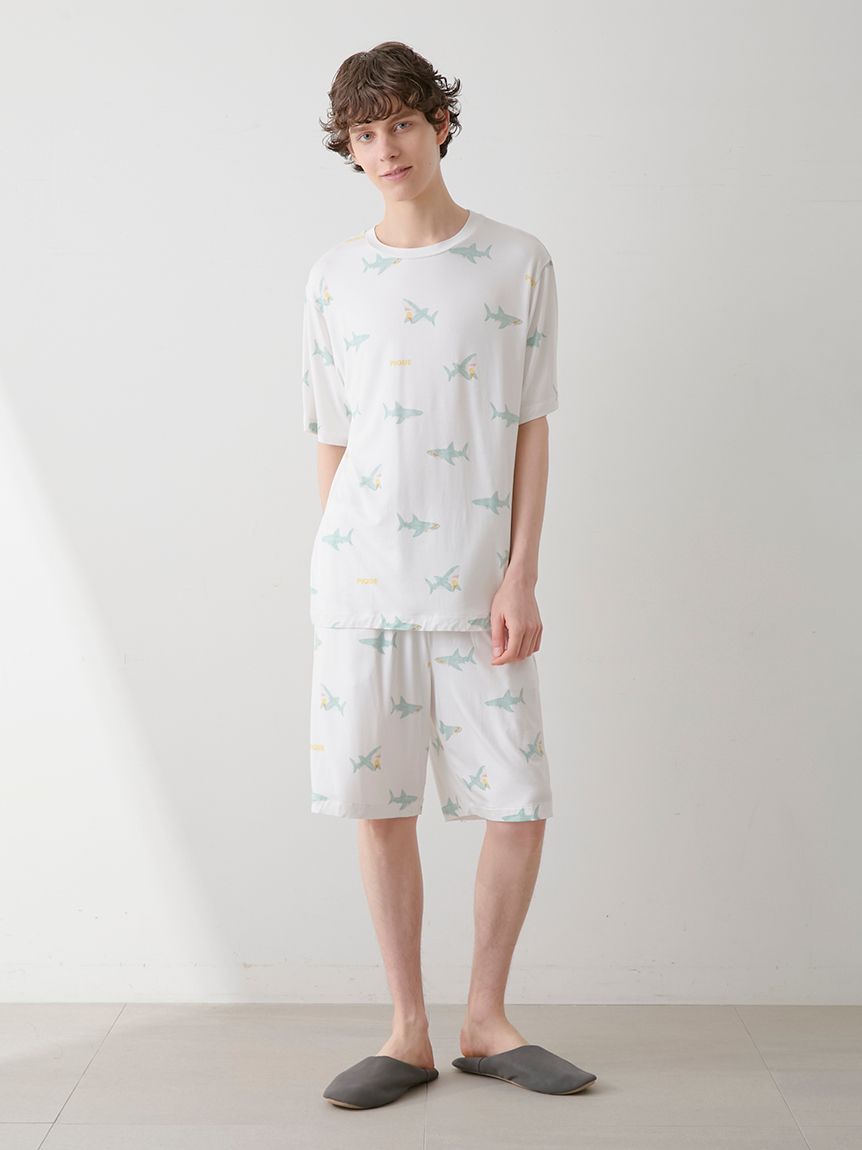 ジェラートピケ　shark柄Tシャツ&ショートパンツ JUNIOR】SHARK柄Tシャツ&パンツセット(トップス)｜ルームウェア