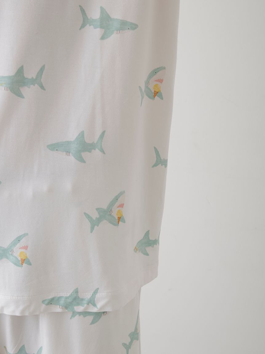 HOMME】【接触冷感】SHARK柄Tシャツ(カットソー・Tシャツ