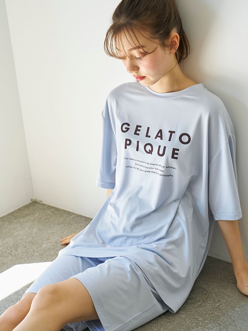 接触冷感】COOLレーヨンロゴTシャツ(カットソー・Tシャツ