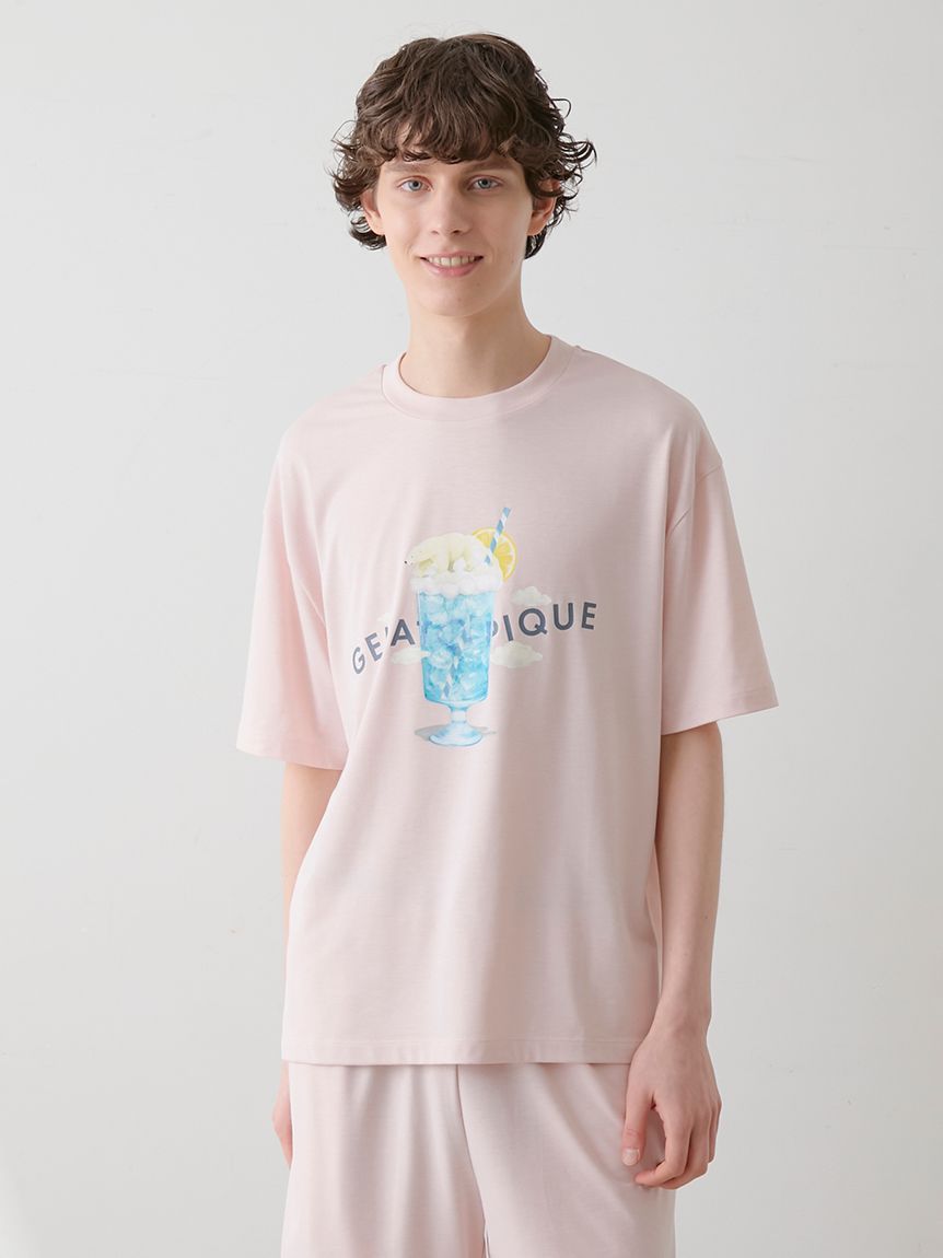 接触冷感】【HOMME】レーヨンベアケーキモチーフTシャツ&ハーフ