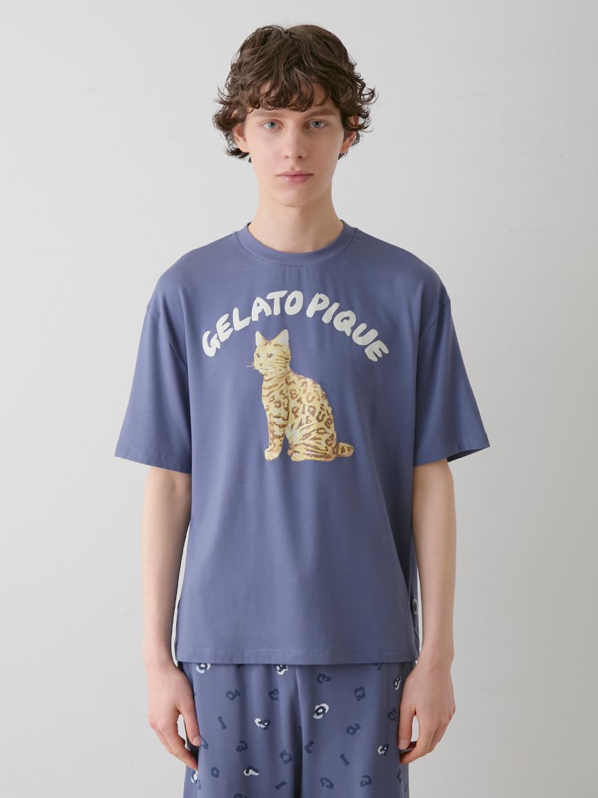 HOMME】キャットワンポイントTシャツ(カットソー・Tシャツ
