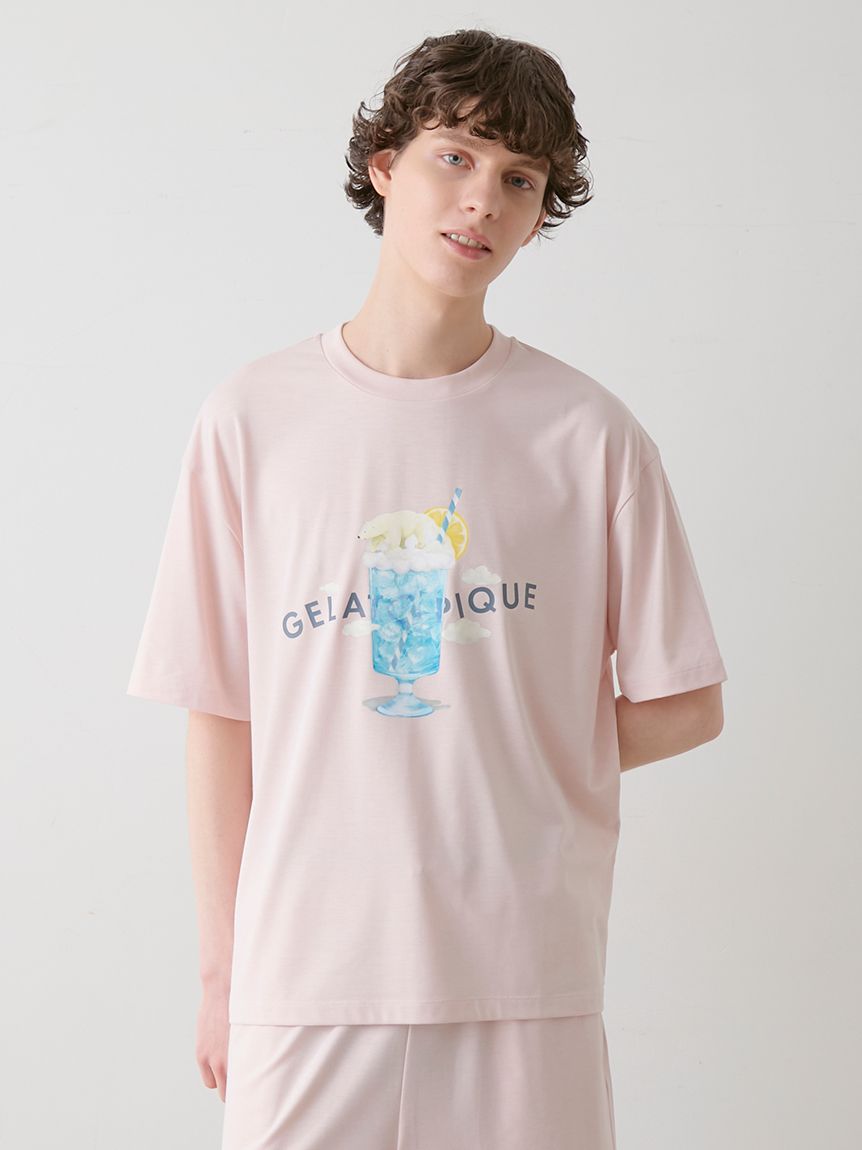 HOMME】【接触冷感】レーヨンアイスクリームソーダTシャツ