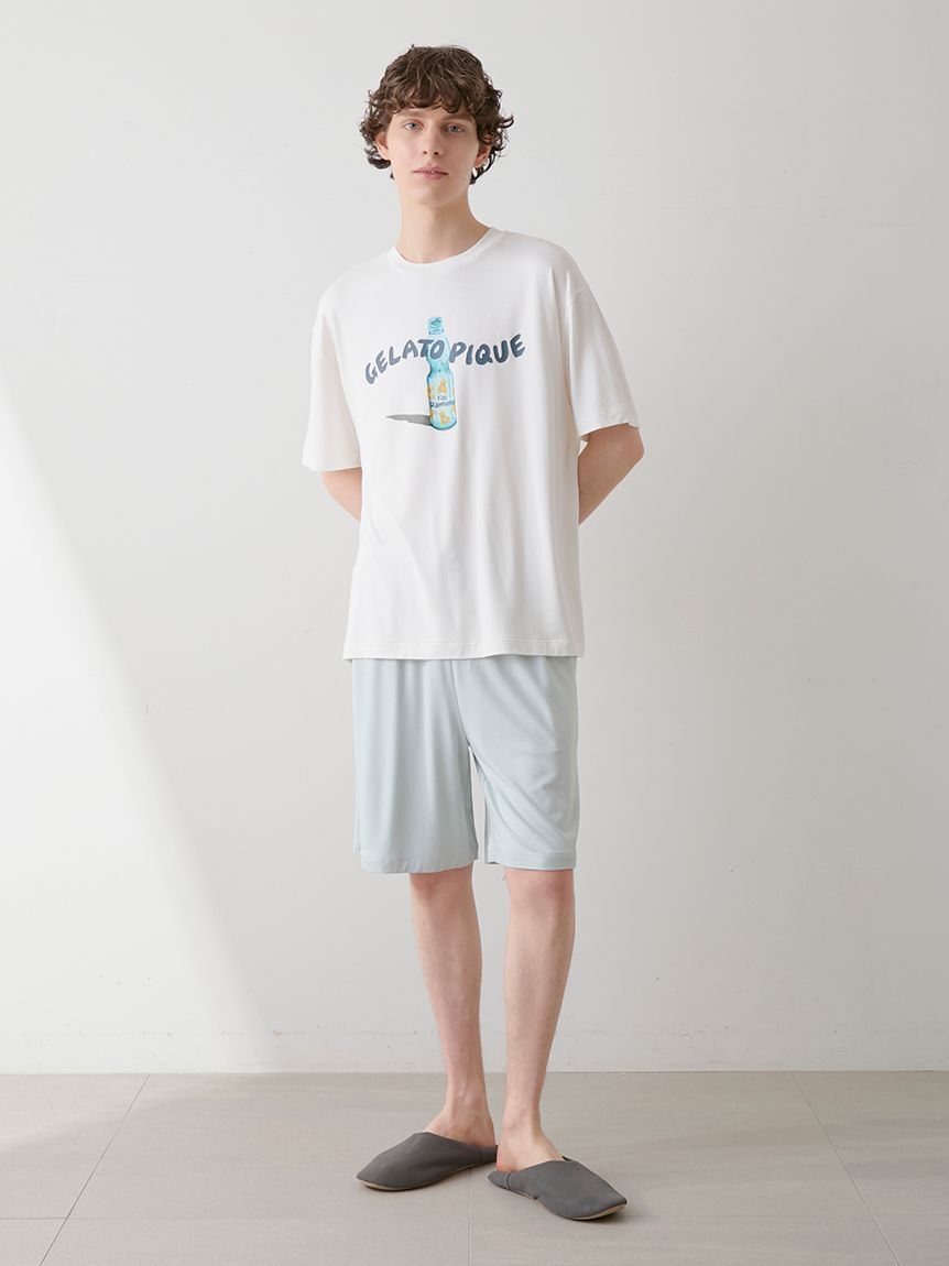 HOMME】【接触冷感】レーヨン夏祭りプリントTシャツ&トハーフ