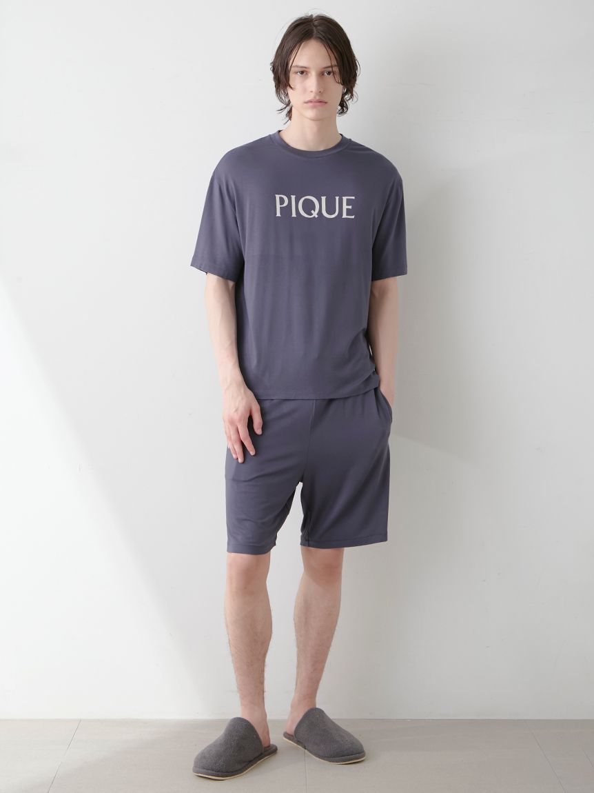 HOMME】【接触冷感】カラーレーヨンロゴTシャツ(カットソー・T