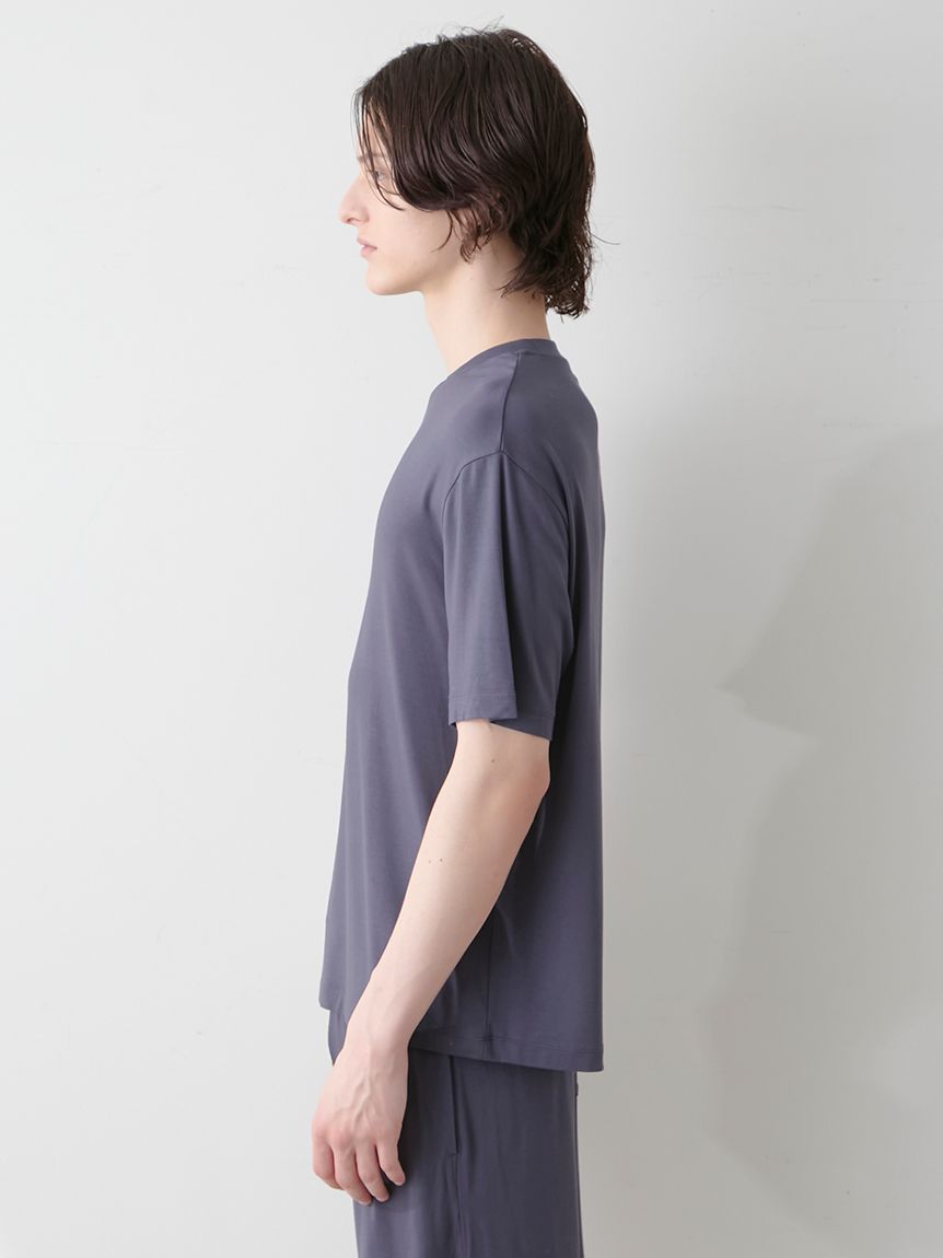 HOMME】【接触冷感】カラーレーヨンロゴTシャツ(カットソー・T