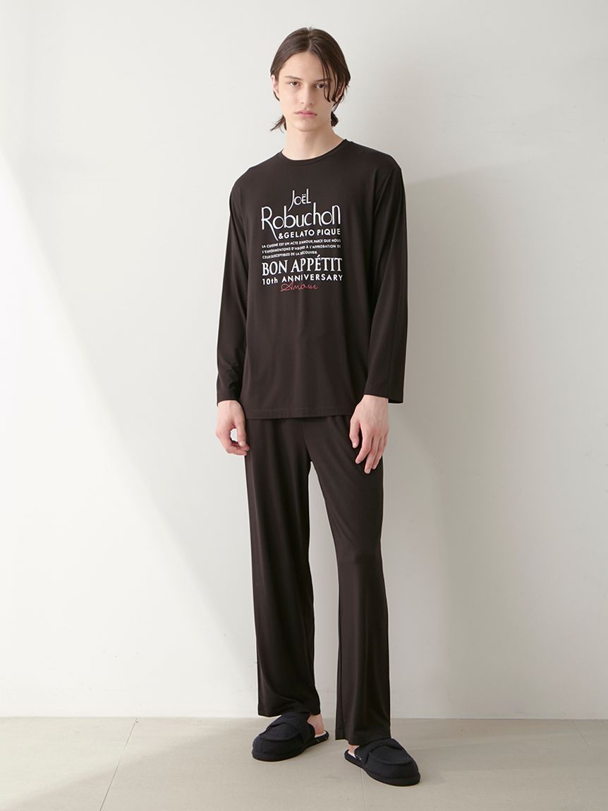 ジェラピケ　ROBUCHON ワンポイントロゴロングTシャツ＆ロゴロングパンツ gelato pique - 【JOEL ROBUCHON】 ワンポイントロゴロングT