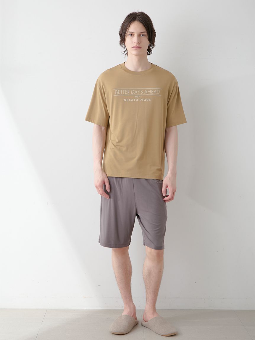 HOMME】【接触冷感】クールレーヨンロゴTシャツ＆ハーフパンツ