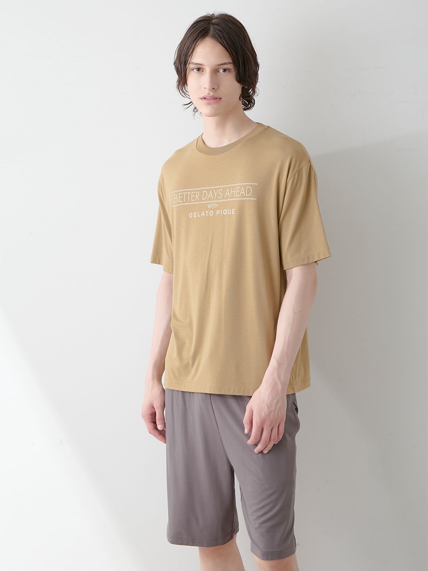 HOMME】【接触冷感】クールレーヨンロゴTシャツ＆ハーフパンツ