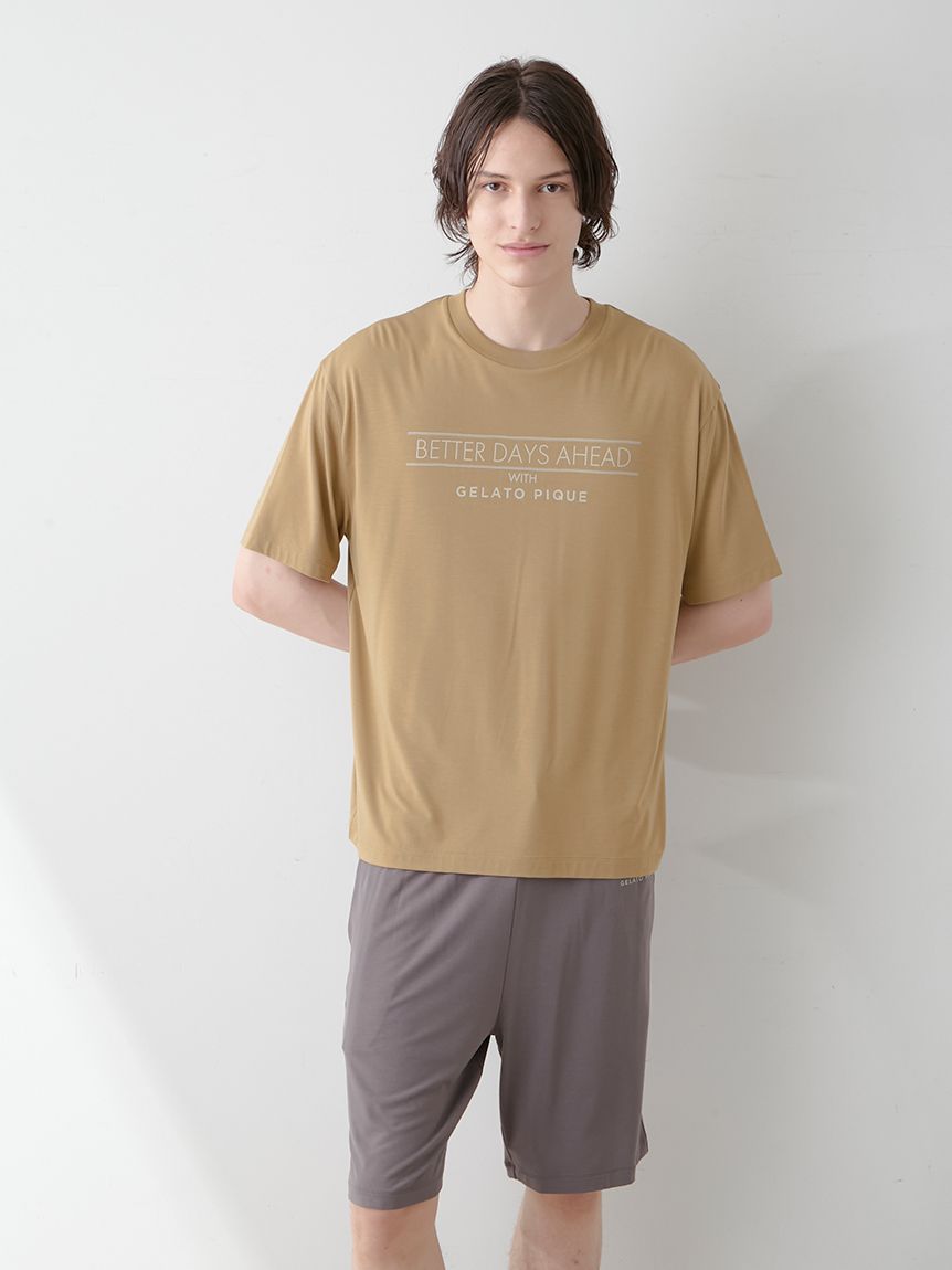 【HOMME】COOLレーヨンロゴTシャツ&ハーフパンツ gelato pique - 【HOMME】COOLレーヨンロゴTシャツ&ハーフパンツ