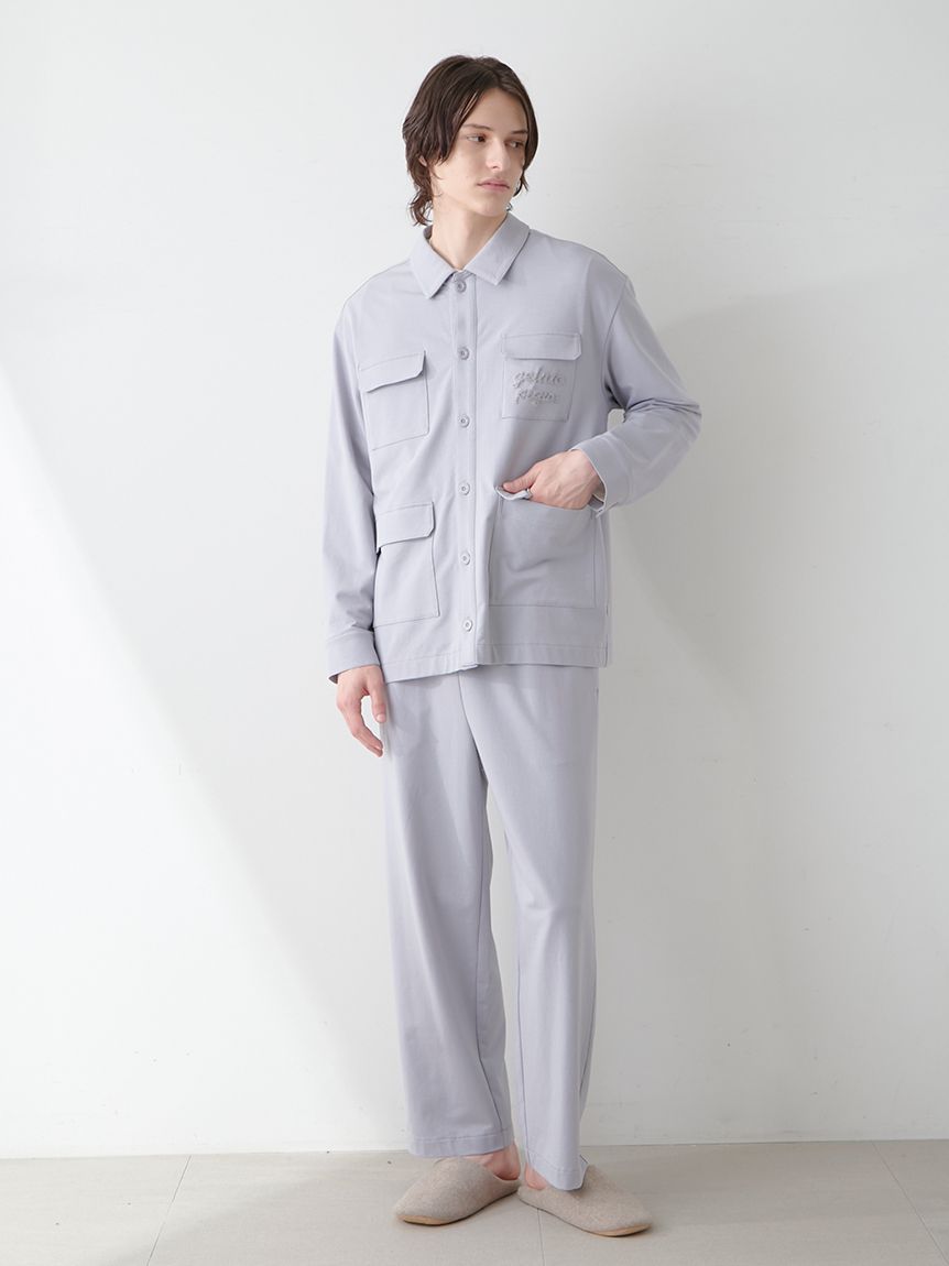 HOMME】ミニ裏毛ワンポイントロゴ刺繍シャツ(シャツ)｜ルームウェア