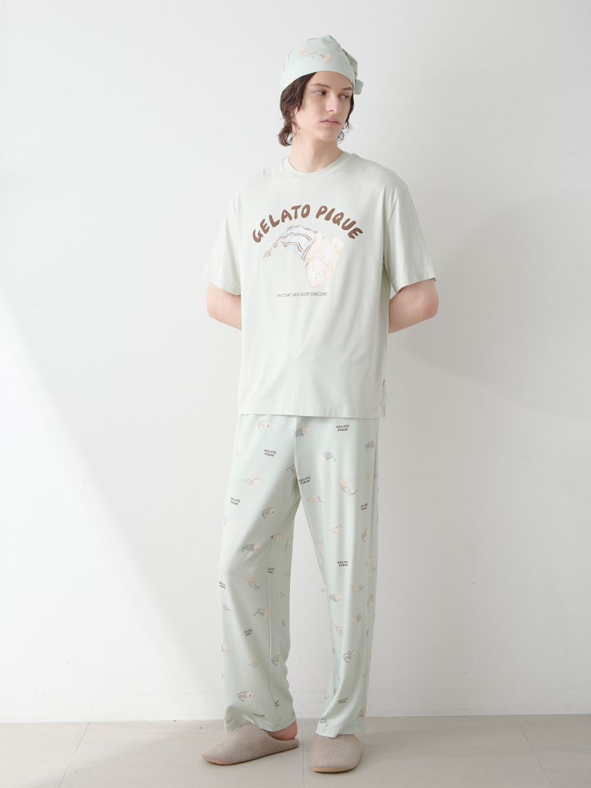 HOMME】sleeping cat ワンポイントTシャツ(カットソー・Tシャツ
