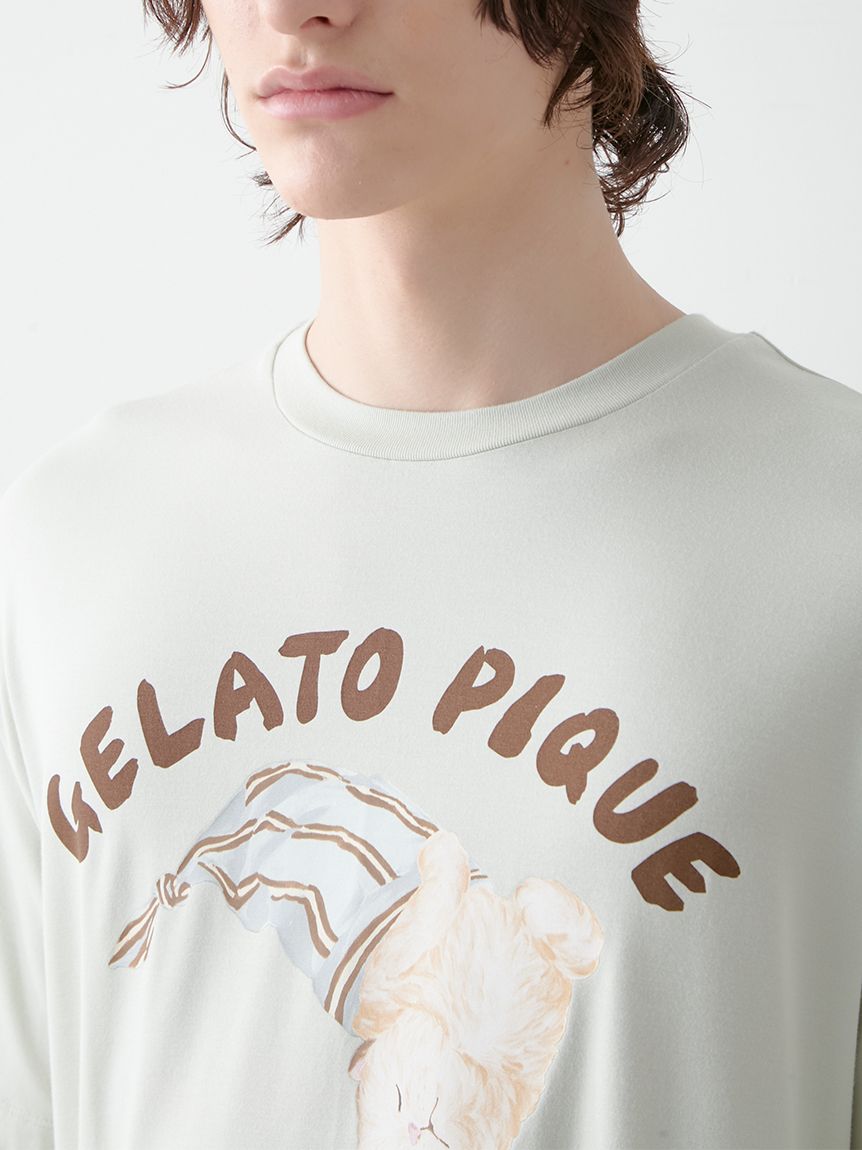 HOMME】sleeping cat ワンポイントTシャツ(カットソー・Tシャツ