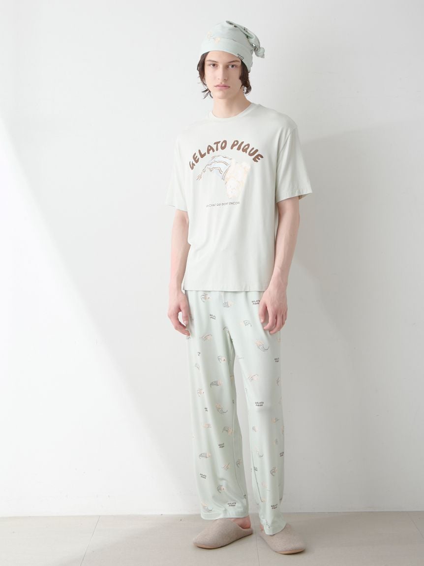 ONLINE限定】【HOMME】sleeping cat ワンポイントTシャツ＆総柄