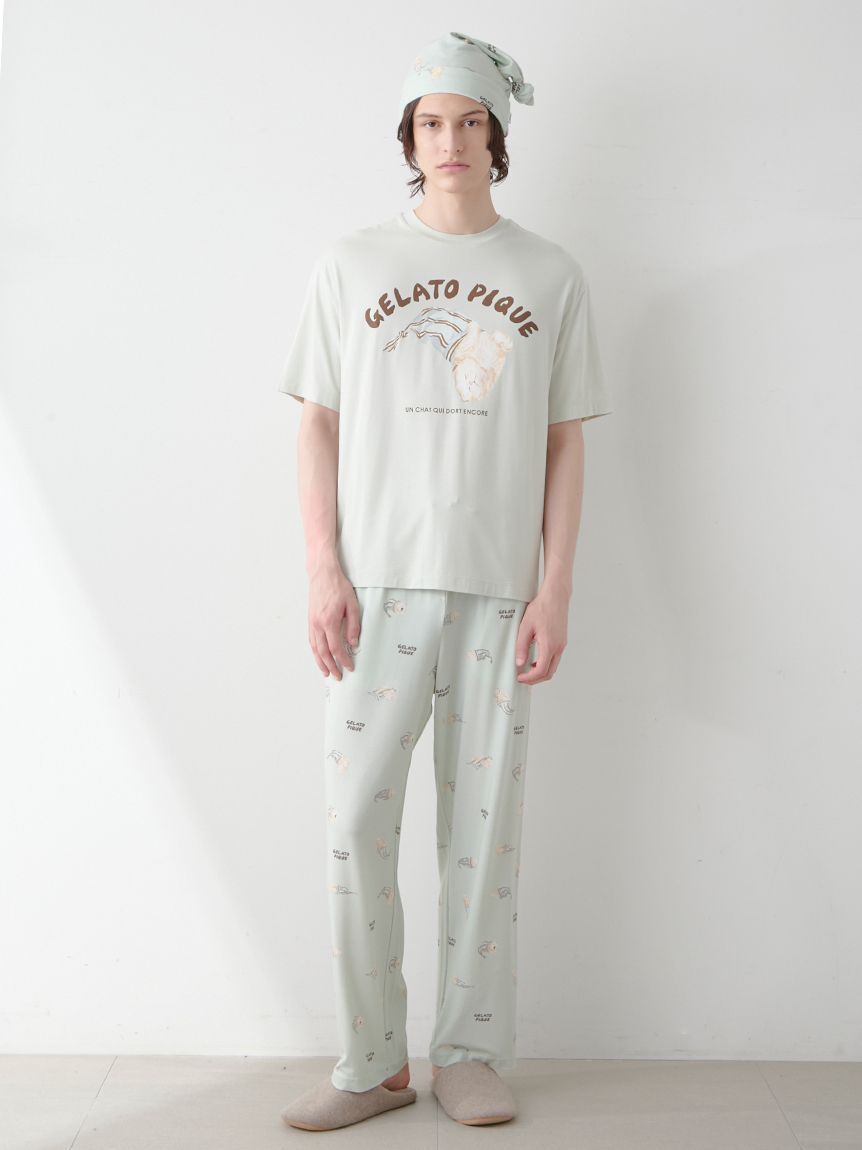 ONLINE限定】【HOMME】sleeping cat ワンポイントTシャツ＆総柄