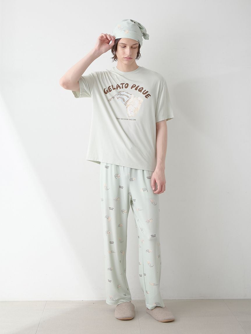 ONLINE限定】【HOMME】sleeping cat ワンポイントTシャツ＆総柄