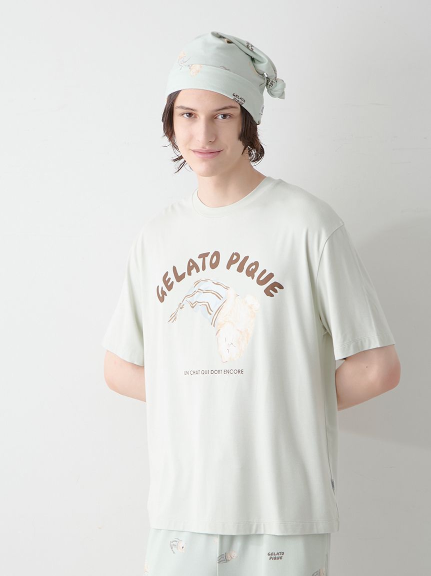 ジェラピケ ONLINE限定CAT柄ワンポイントTシャツ&ロングパンツセット ジェラートピケ gelato pique 【ONLINE限定】CAT柄ワンポイントT