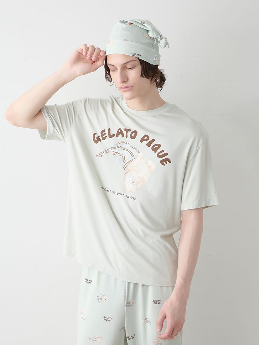 【新品】ジェラートピケ CAT柄ワンポイントTシャツ&ロングパンツセット gelato pique｜【ONLINE限定】CAT柄ワンポイントTシャツ&ロング