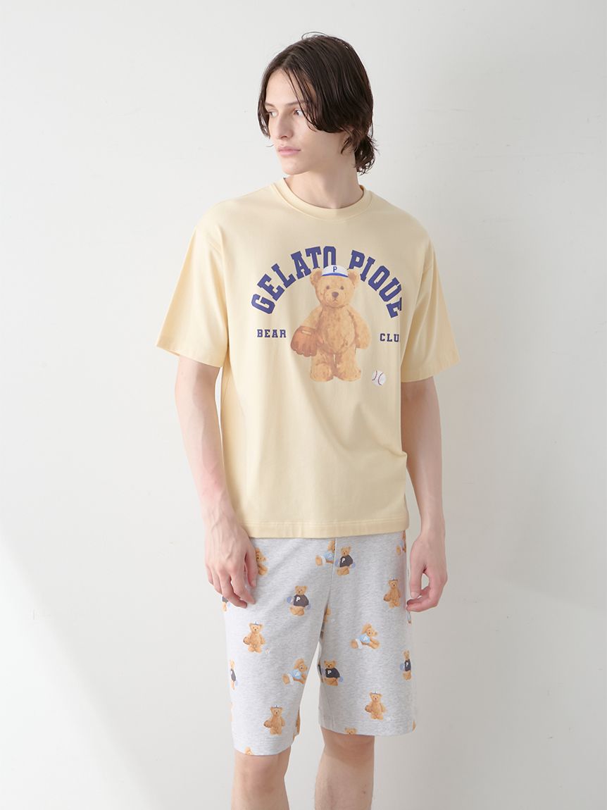 【新品未使用】ベアワンポイントTシャツ&ベア柄ショートパンツSET オートミール ONLINE限定】【接触冷感】ベアワンポイントTシャツ&ショート