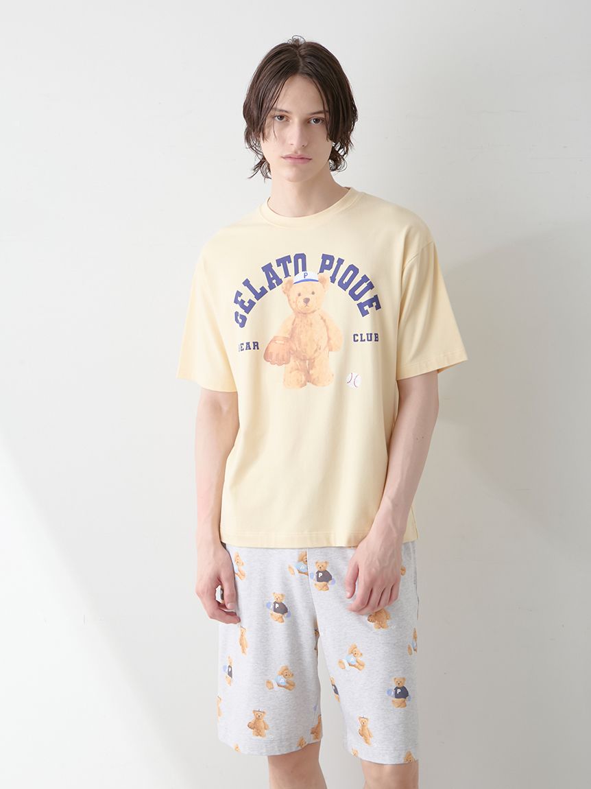 gelato pique セットアップ くま ルームウェア Tシャツ 短パン ONLINE限定】【HOMME】スポーティーベアワンポイントTシャツ&総