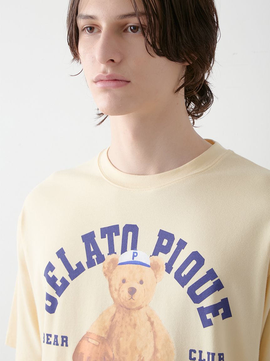 ジェラートピケ　ベアワンポイントTシャツ＆ベア柄ショートパンツ　くま ONLINE限定】【接触冷感】ベアワンポイントTシャツ&ストライプ