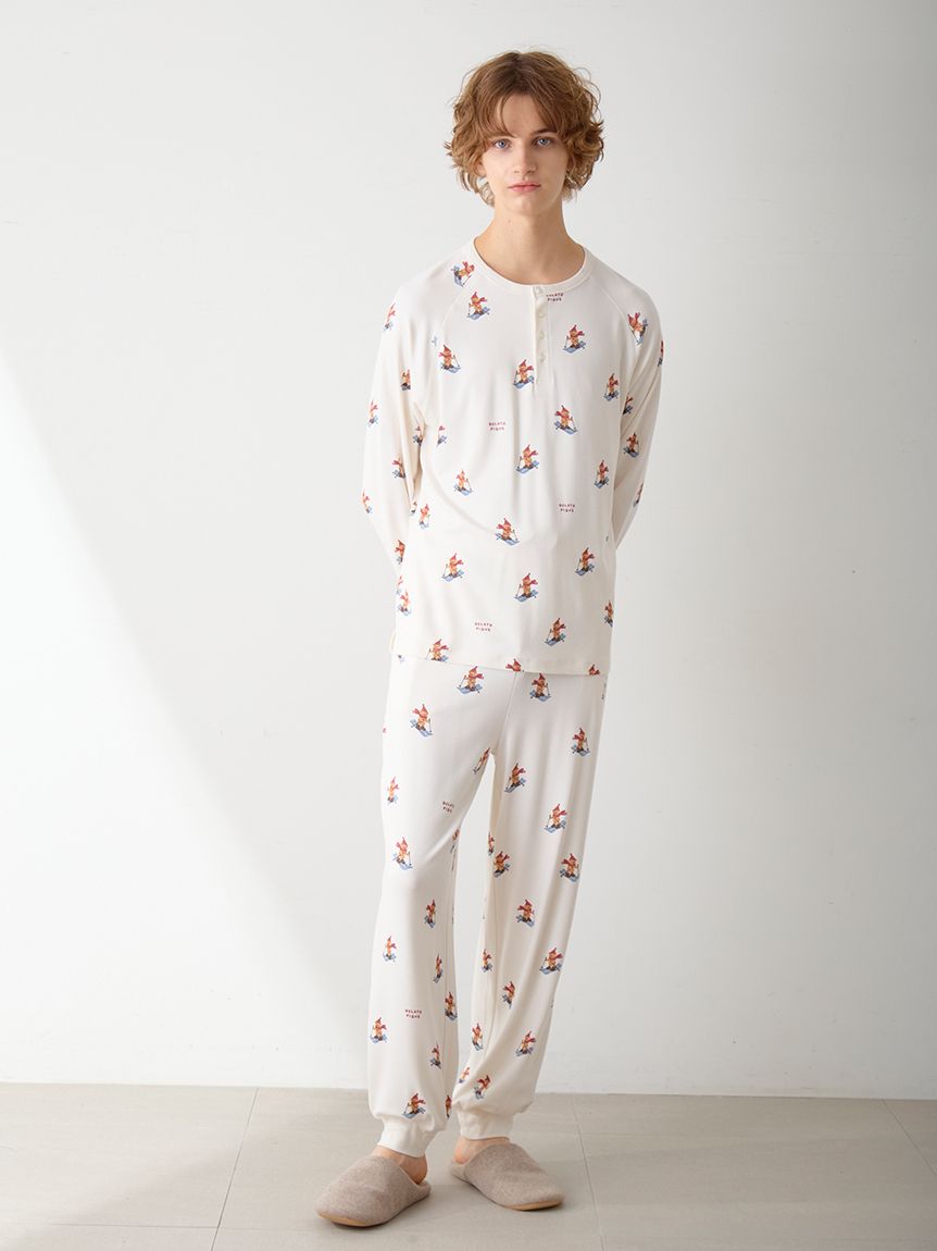 ジェラートピケ 【HOLIDAY】スキーベア柄ロンT ロングパンツセット セール】【HOLIDAY】スキーベア柄ロングパンツ（ルームウェア/パジャマ