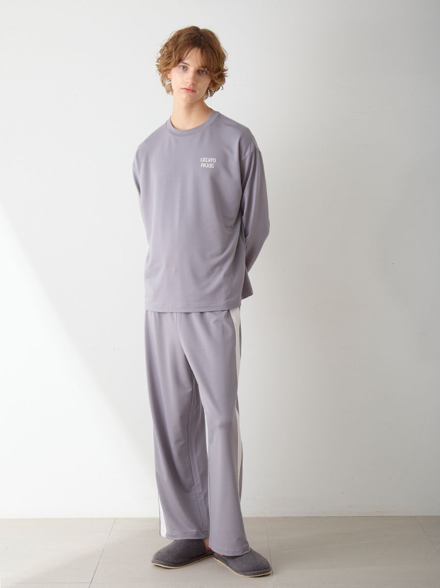 新品ジェラピケグレーロンT＆パンツ☆モチーフロゴロンT☆調温スムーズィーロンパン HOMME】インレイロゴロンT(カットソー・Tシャツ)｜ルームウェア