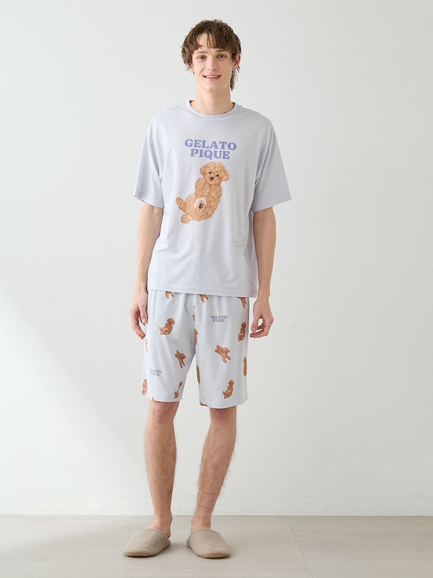 【新品】ジェラートピケ　ドッグワンポイントTシャツ& ドッグ柄ショートパンツ gelato pique（ジェラートピケ） ドッグワンポイントビッグTシャツ