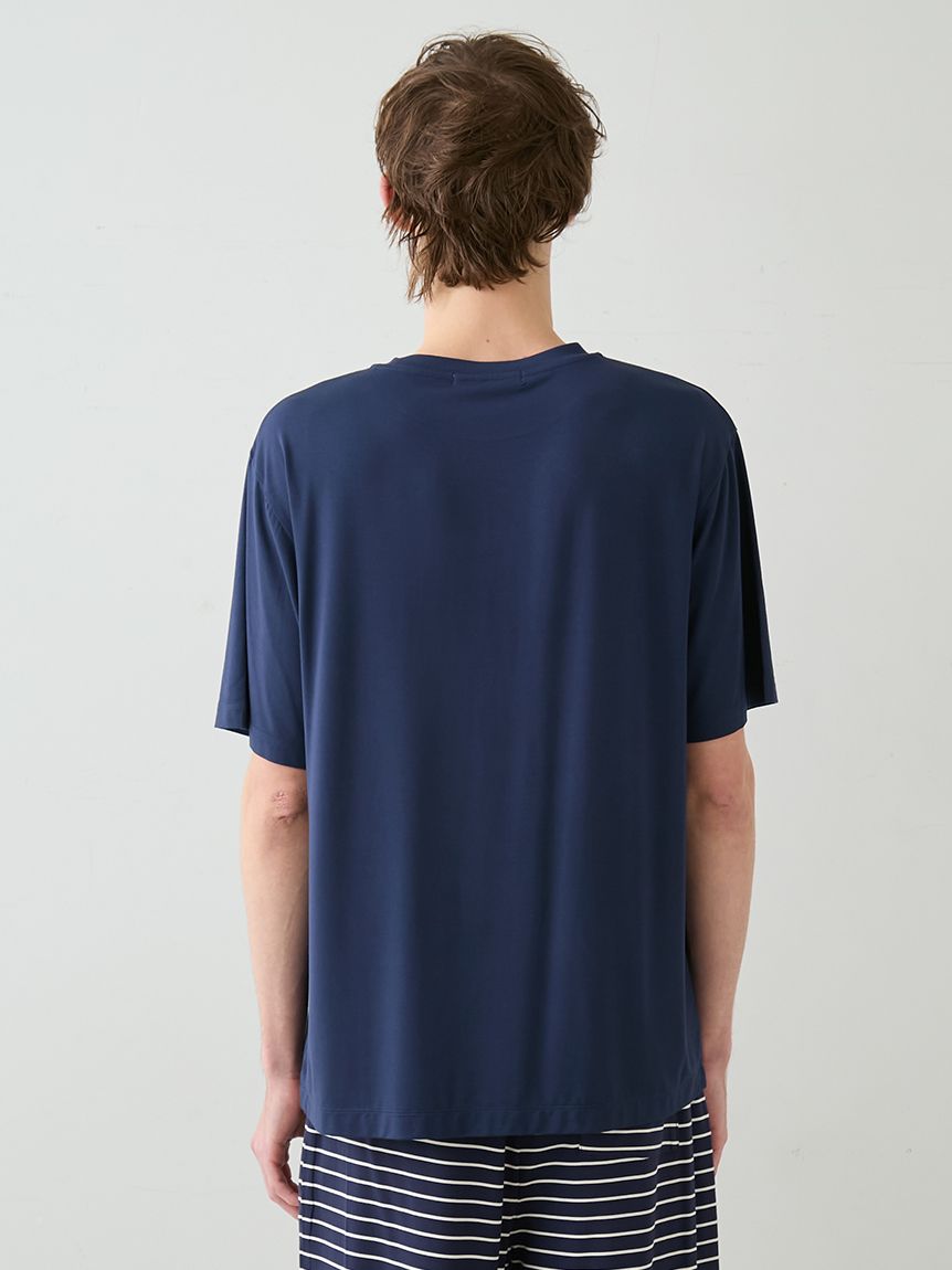 WEIRDOサーマルポケットTシャツ&ハーフパンツセットアップ HOMME】レーヨンロゴTシャツ&ボーダーハーフパンツセット(カットソー