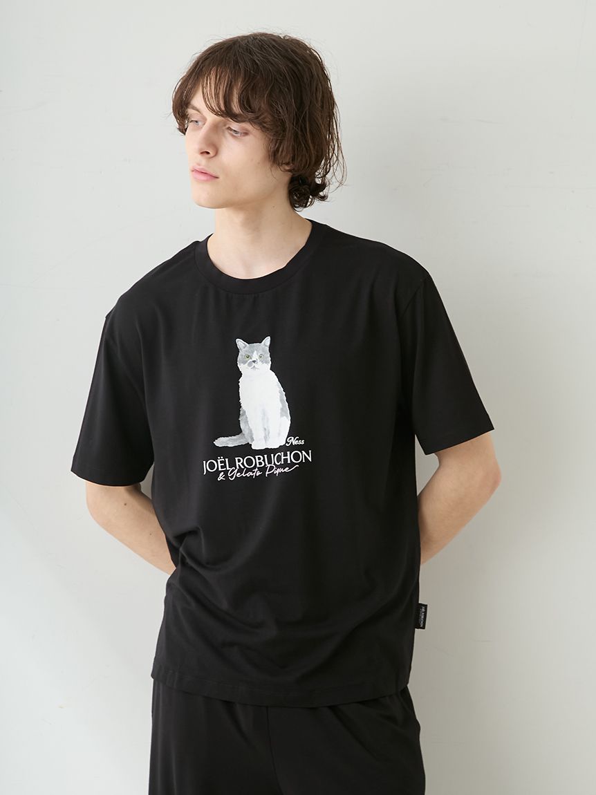 JOEL ROBUCHON】【HOMME】【持続冷感】CATプリントTシャツ(カットソー