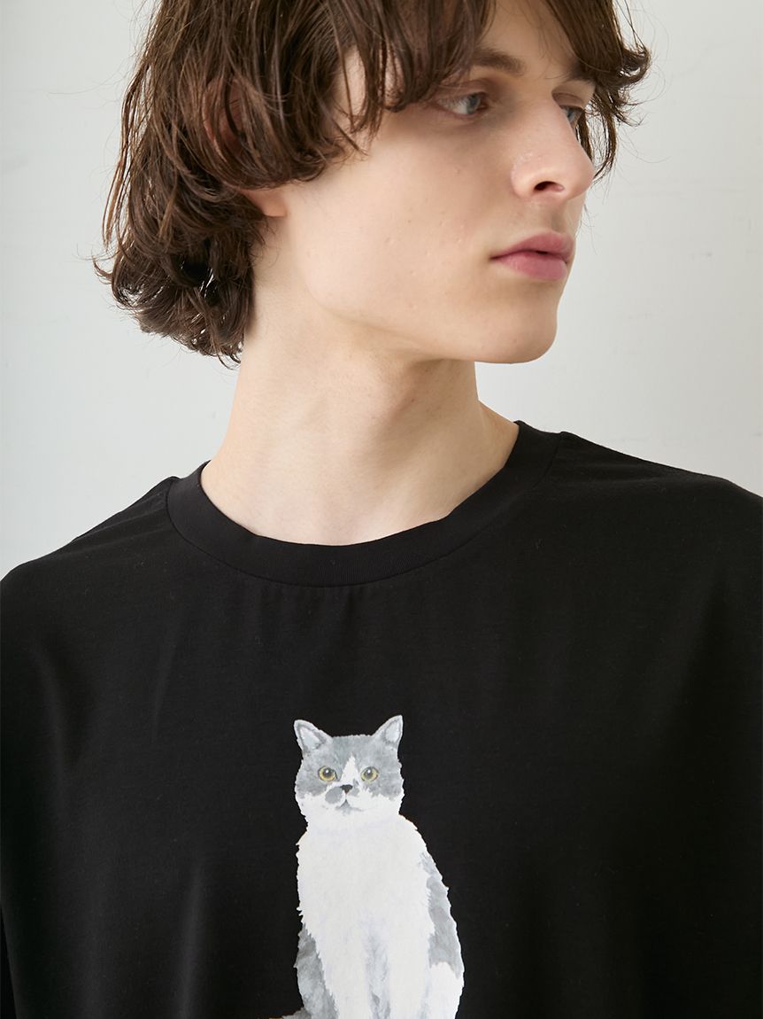 JOEL ROBUCHON】【HOMME】【持続冷感】CATプリントTシャツ(カットソー