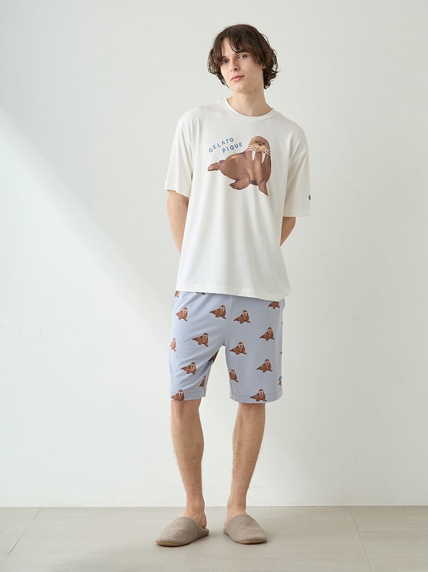 HOMME】【接触冷感】シーアニマル柄ワンポイントTシャツ(カットソー・T