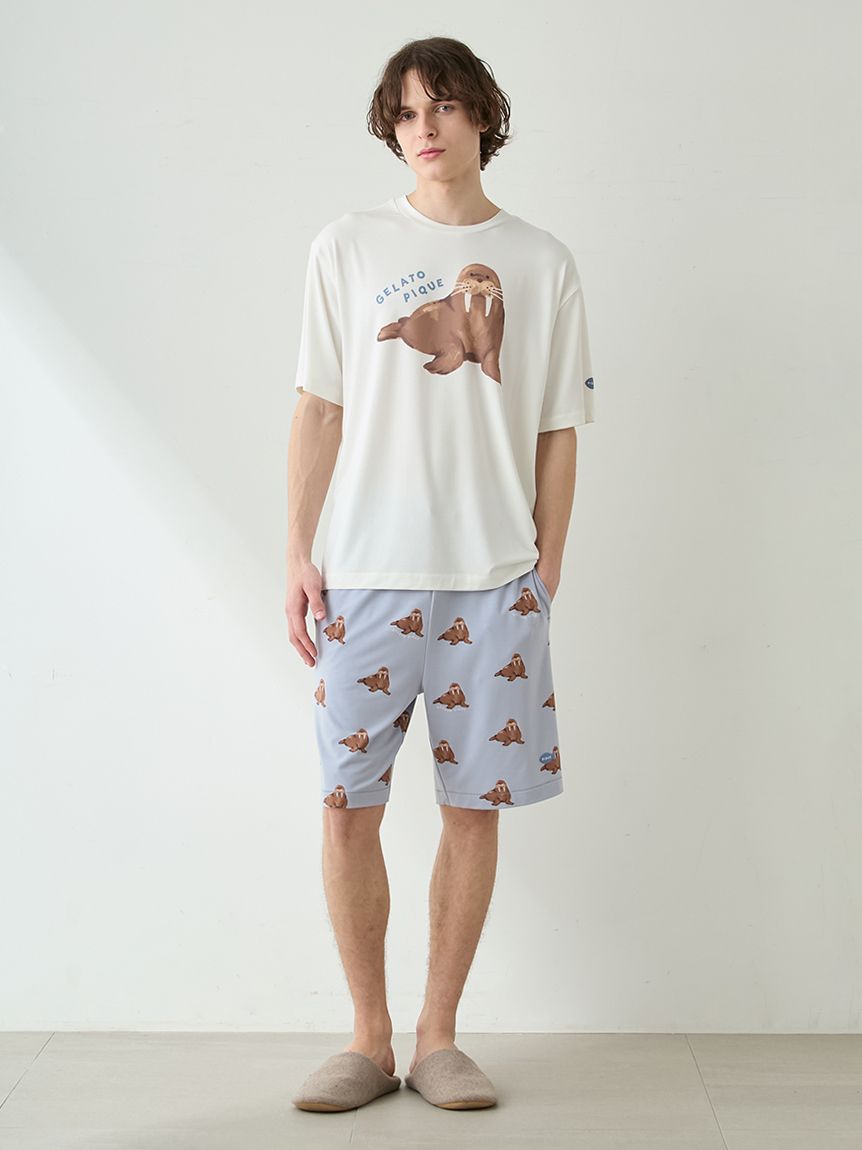 HOMME】【接触冷感】シーアニマル柄ワンポイントTシャツ(カットソー・T