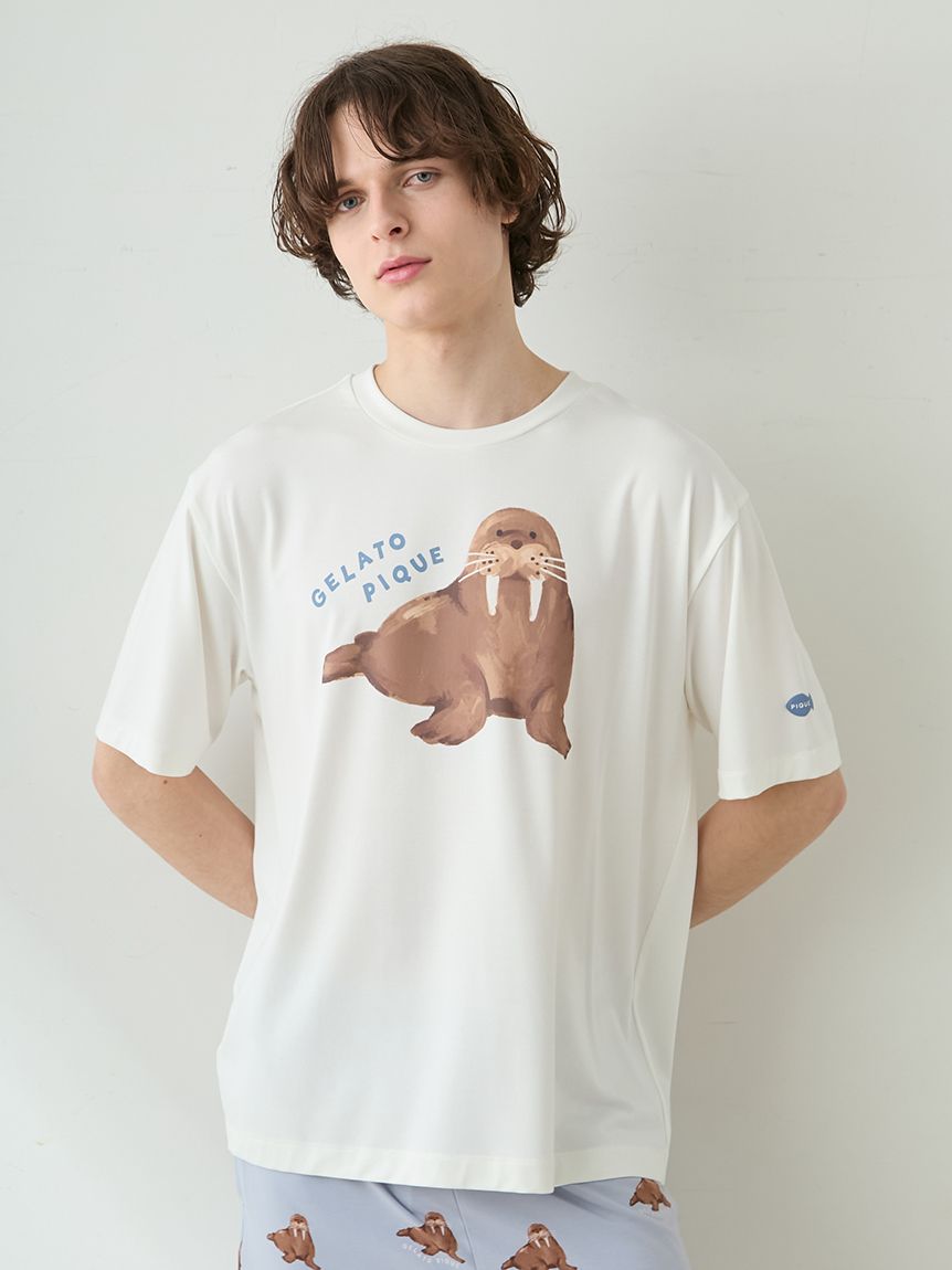 HOMME】【接触冷感】シーアニマル柄ワンポイントTシャツ(カットソー・T