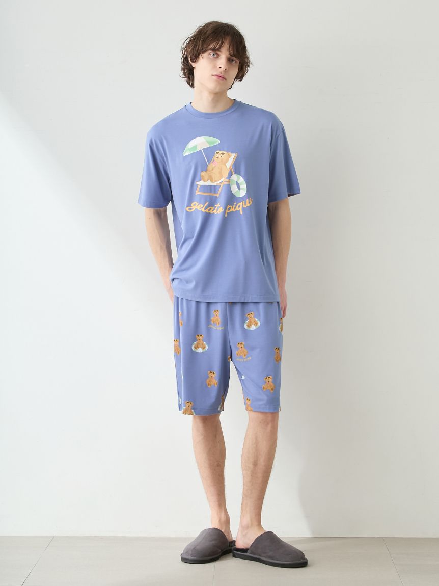 ONLINE限定】【HOMME】【接触冷感】サマーベア柄ワンポイントTシャツ