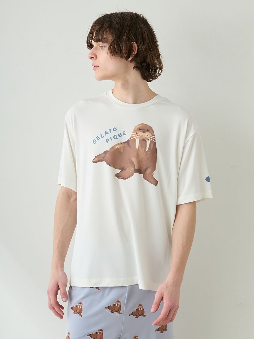 ONLINE限定】【HOMME】【接触冷感】シーアニマル柄ワンポイントTシャツ