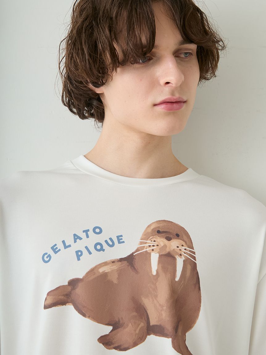 ONLINE限定】【HOMME】【接触冷感】シーアニマル柄ワンポイントTシャツ