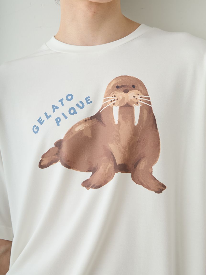 ONLINE限定】【HOMME】【接触冷感】シーアニマル柄ワンポイントTシャツ