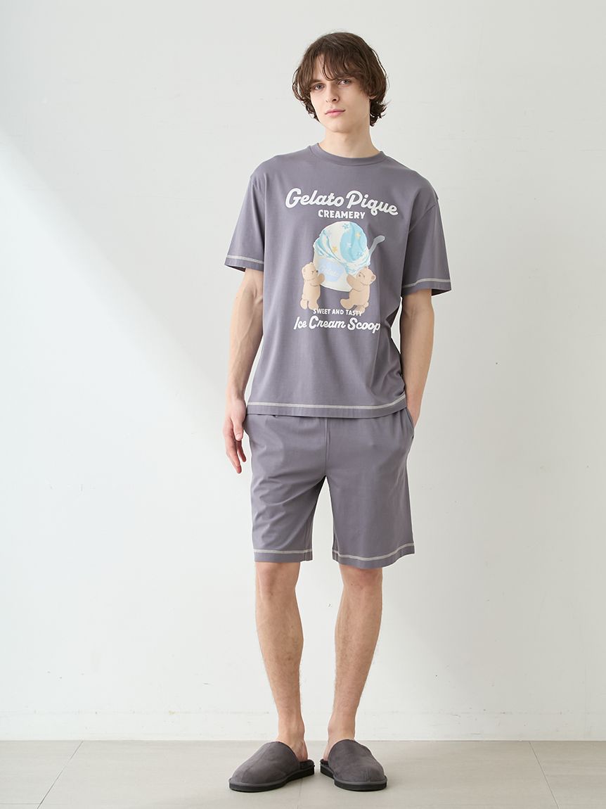 HOMME】【接触冷感】アイスクリームベアワンポイントTシャツ