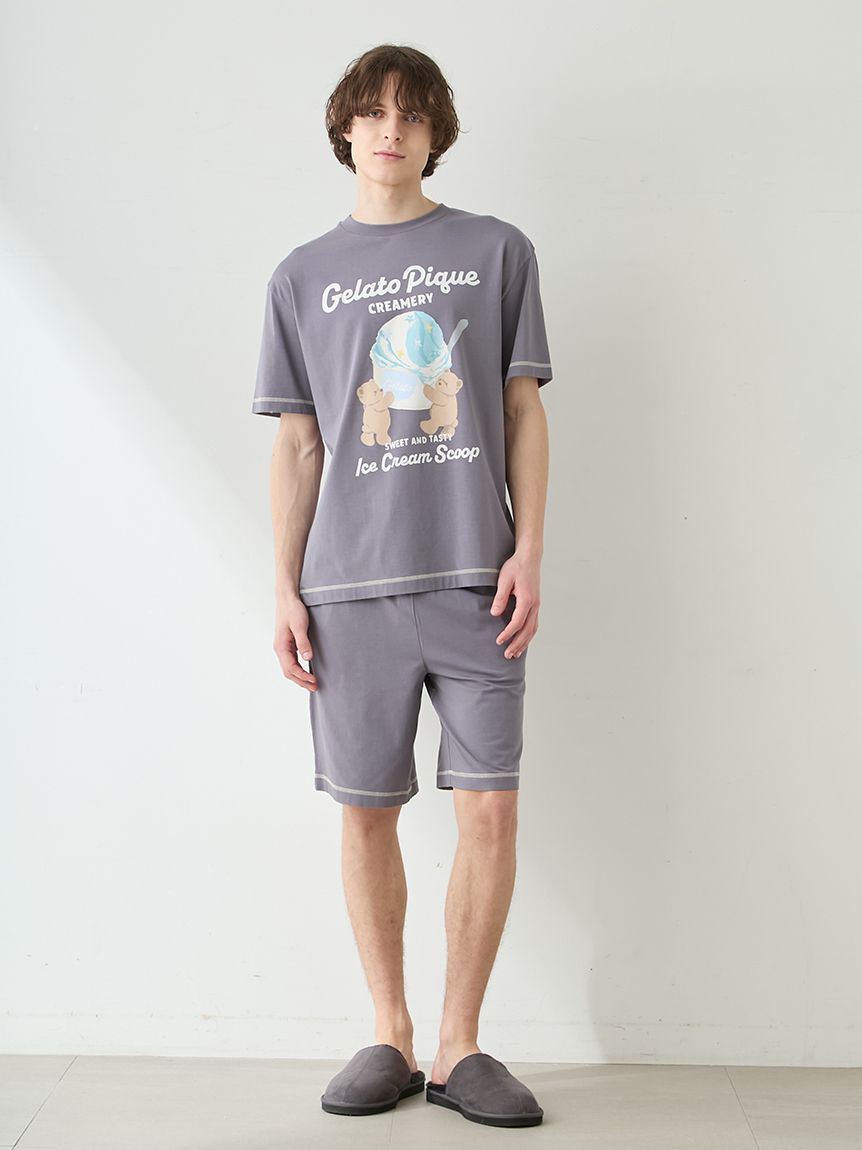 HOMME】【接触冷感】アイスクリームベアワンポイントTシャツ