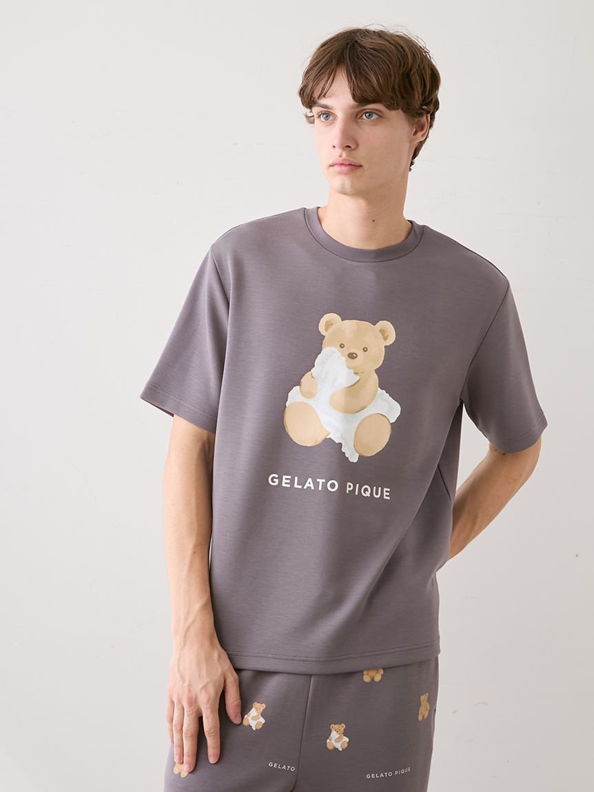 リカバリーウェア】【一般医療機器】【HOMME】ベアワンポイントTシャツ