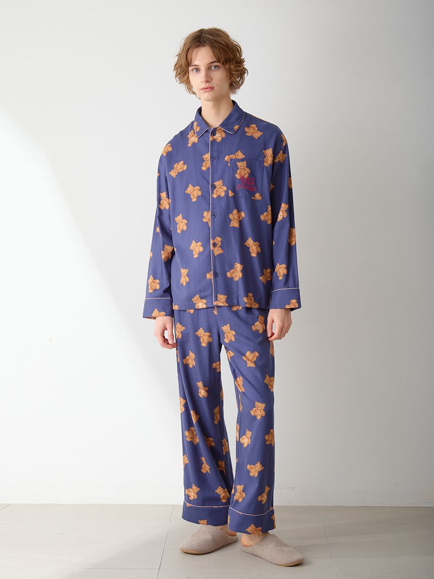 HOLIDAY】【HOMME】ベア柄ネルシャツ(シャツ)｜ルームウェア・パジャマ