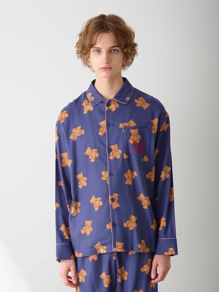 HOLIDAY】【HOMME】ベア柄ネルシャツ(シャツ)｜ルームウェア・パジャマ