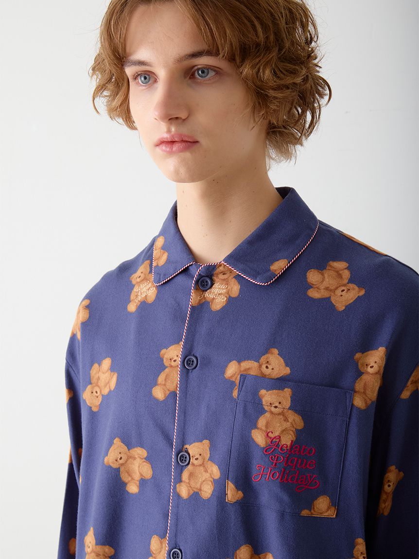 HOLIDAY】【HOMME】ベア柄ネルシャツ(シャツ)｜ルームウェア・パジャマ
