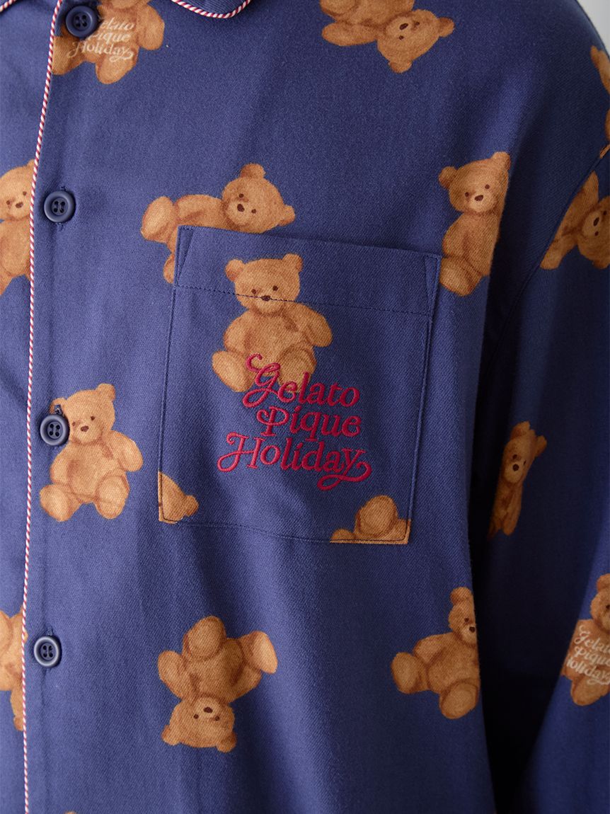 HOLIDAY】【HOMME】ベア柄ネルシャツ(シャツ)｜ルームウェア・パジャマ