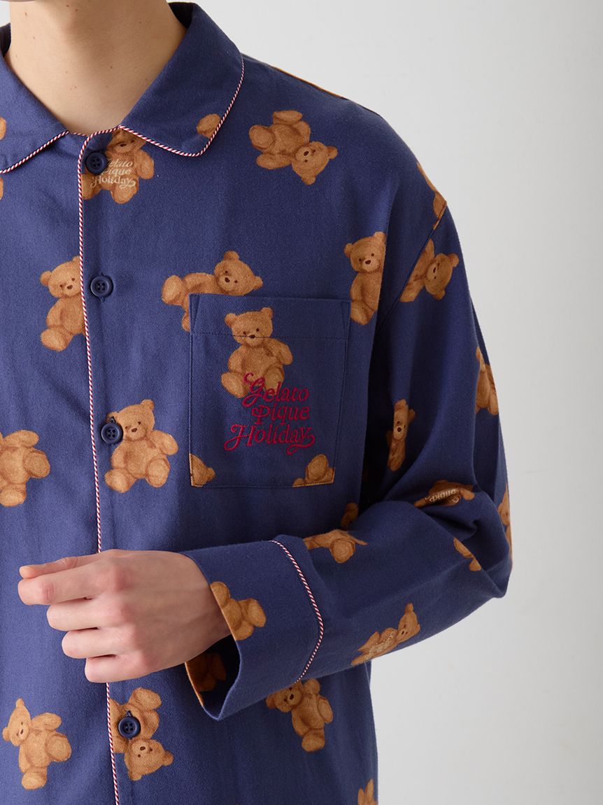 HOLIDAY】【HOMME】ベア柄ネルシャツ(シャツ)｜ルームウェア・パジャマ