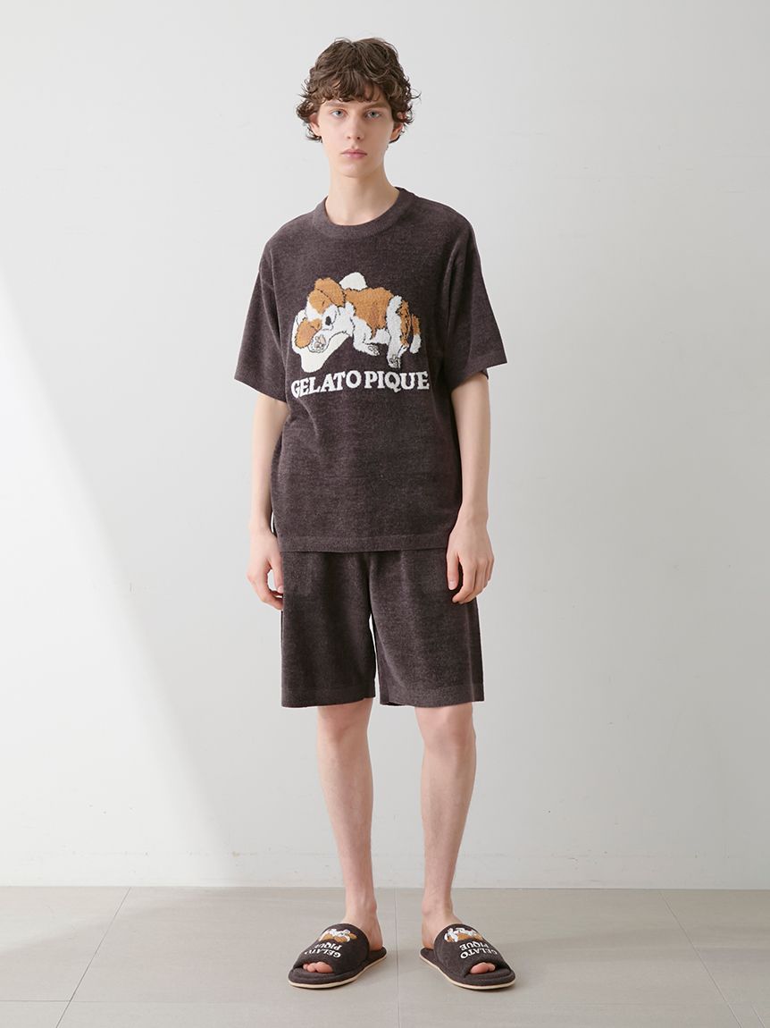 HOMME】エアリーモコドッグアップリケハーフパンツ(ハーフパンツ